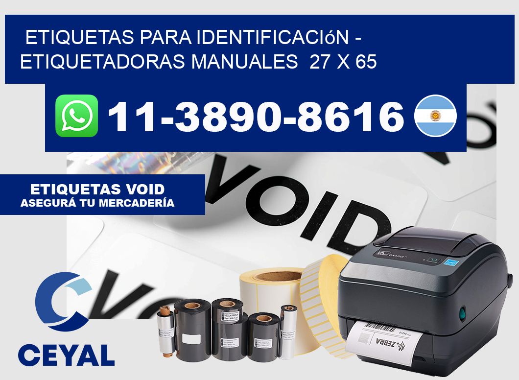 etiquetas para identificación - Etiquetadoras Manuales  27 x 65