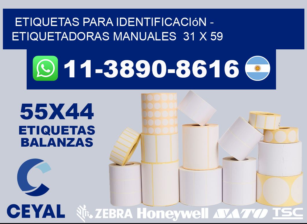 etiquetas para identificación - Etiquetadoras Manuales  31 x 59