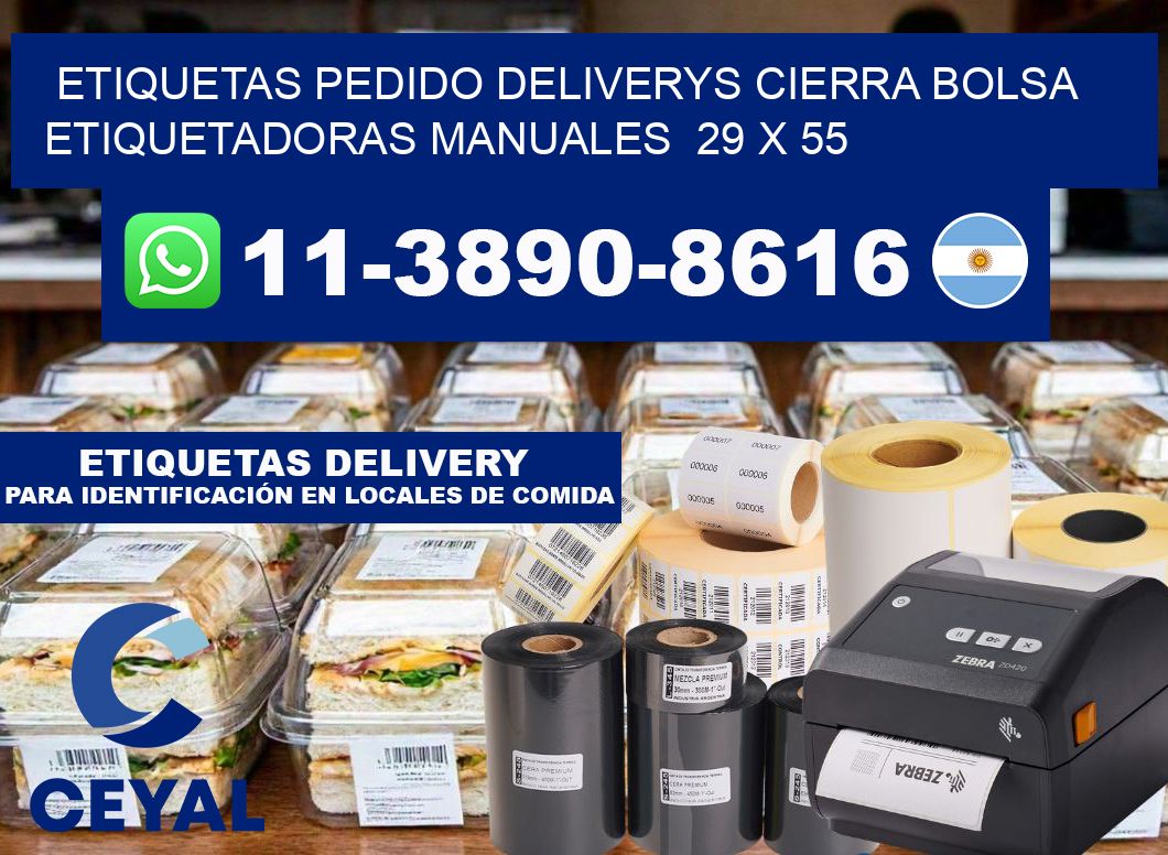 etiquetas pedido deliverys cierra bolsa  Etiquetadoras Manuales  29 x 55