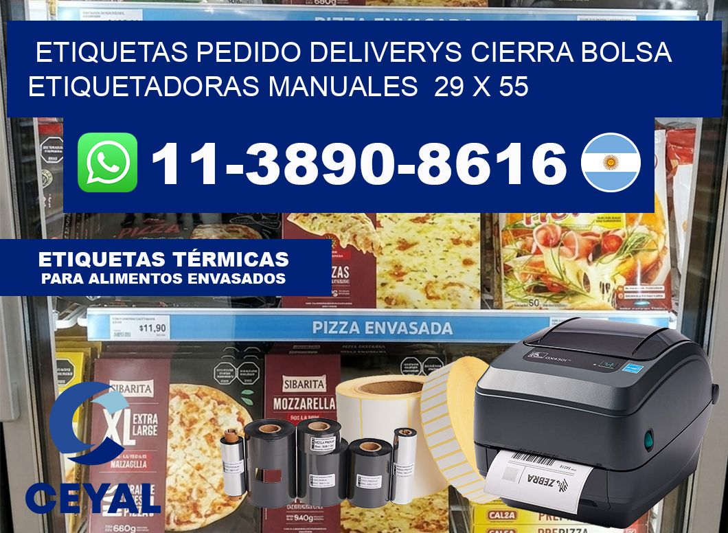etiquetas pedido deliverys cierra bolsa  Etiquetadoras Manuales  29 x 55
