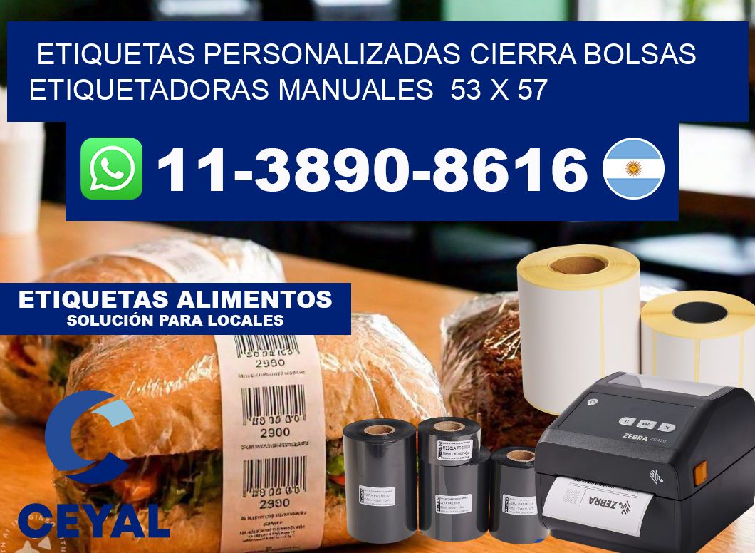 etiquetas personalizadas cierra bolsas  Etiquetadoras Manuales  53 x 57