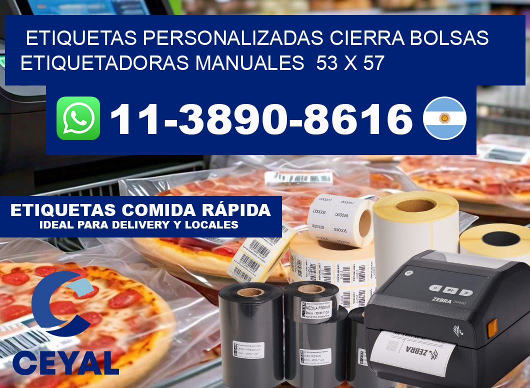 etiquetas personalizadas cierra bolsas  Etiquetadoras Manuales  53 x 57