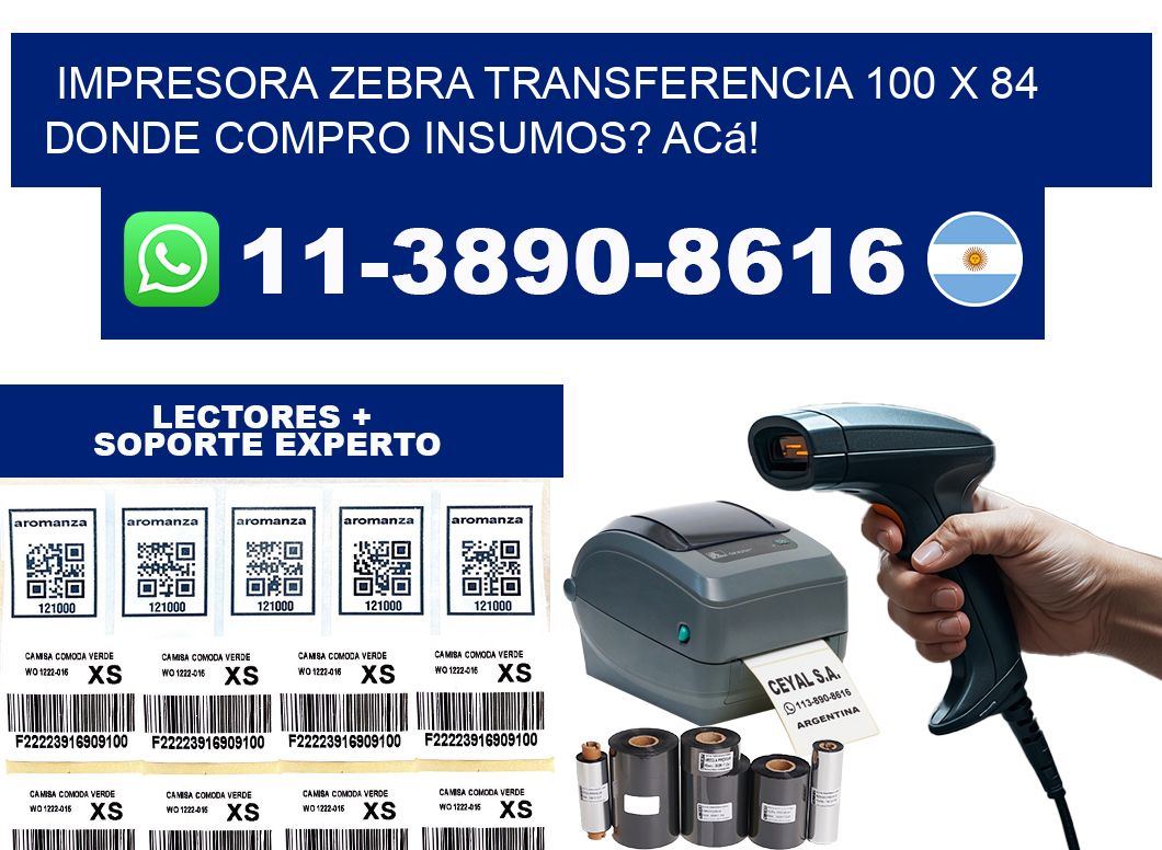 impresora zebra transferencia 100 x 84 Donde compro insumos? Acá!