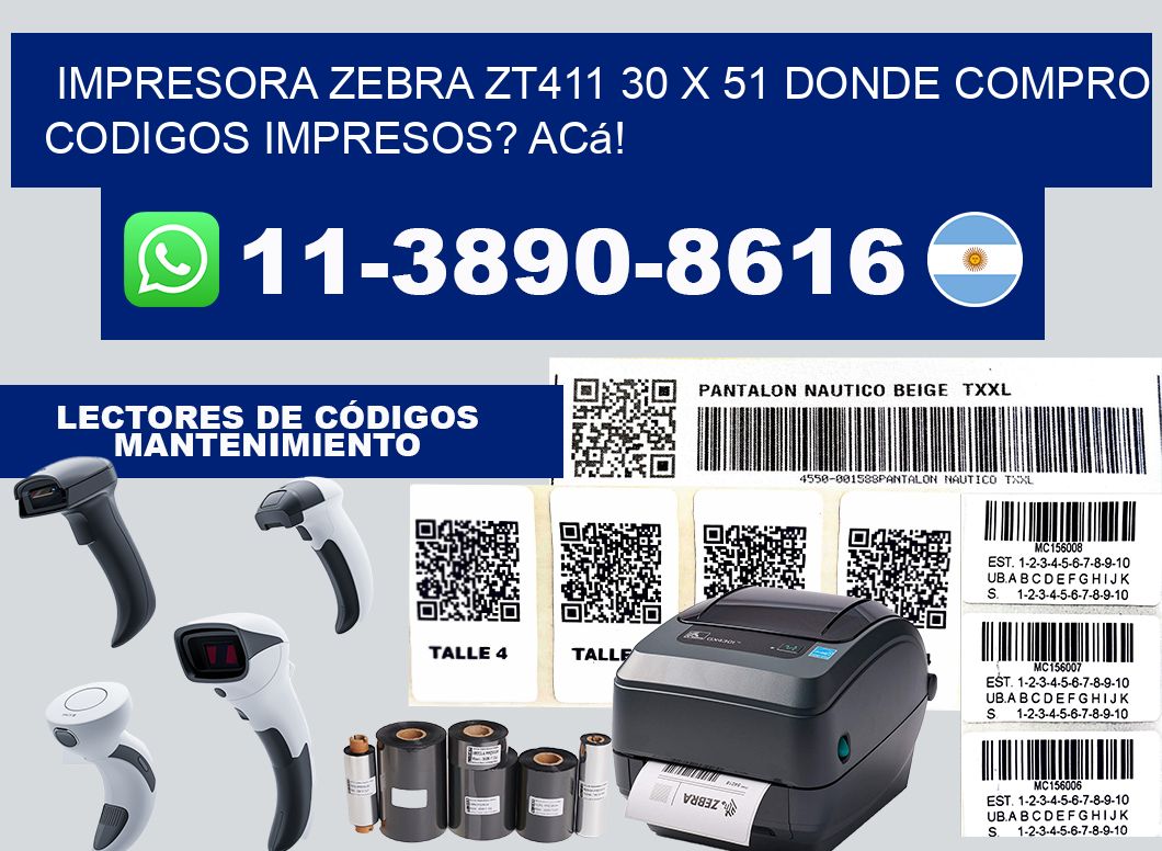 impresora zebra zt411 30 x 51 Donde compro codigos impresos? Acá!