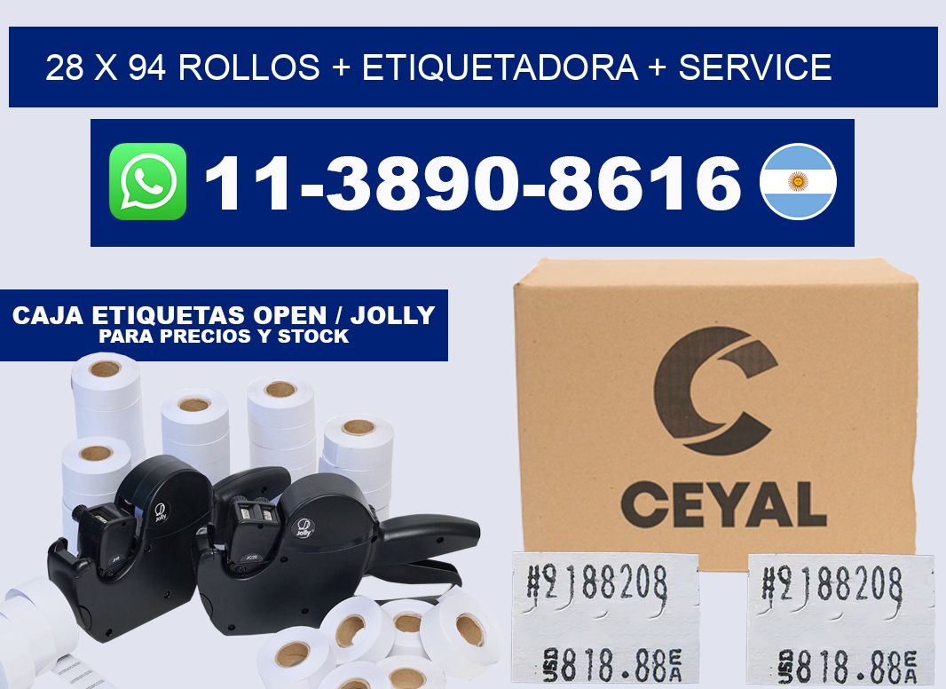 28 x 94 rollos + etiquetadora + service