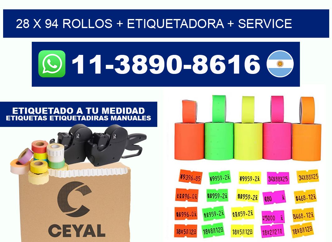 28 x 94 rollos + etiquetadora + service