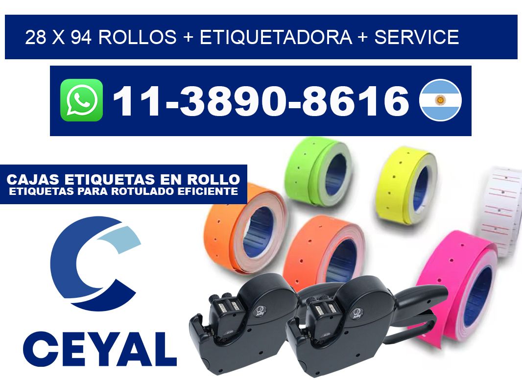 28 x 94 rollos + etiquetadora + service