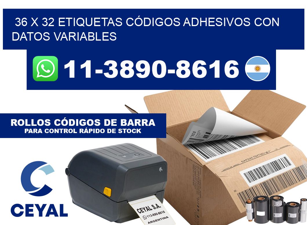 36 x 32 ETIQUETAS CÓDIGOS ADHESIVOS CON DATOS VARIABLES