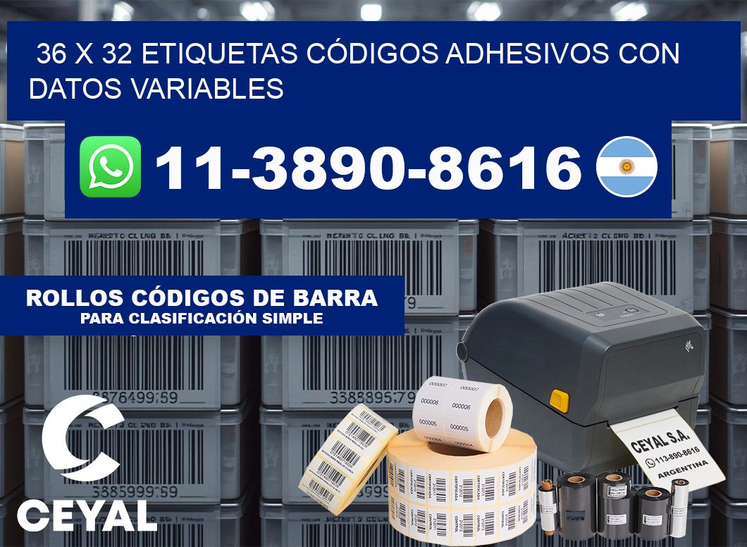 36 x 32 ETIQUETAS CÓDIGOS ADHESIVOS CON DATOS VARIABLES