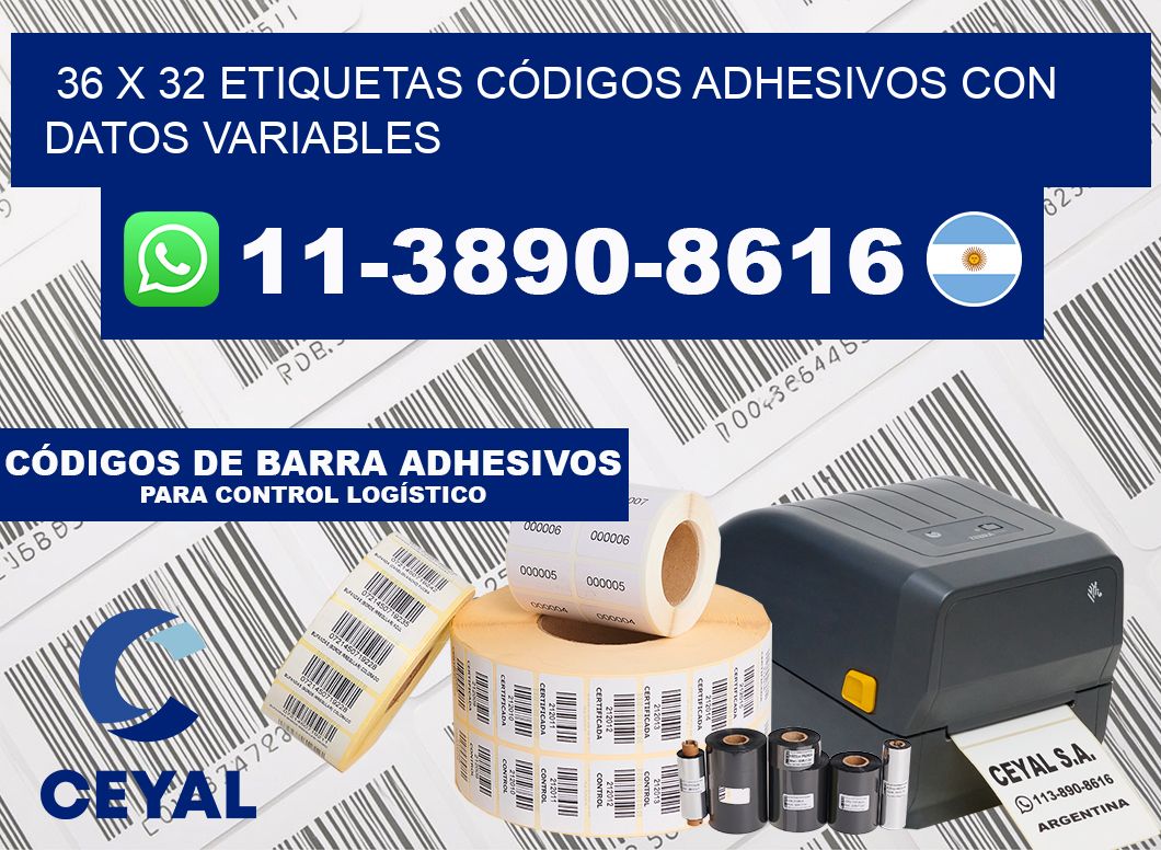 36 x 32 ETIQUETAS CÓDIGOS ADHESIVOS CON DATOS VARIABLES