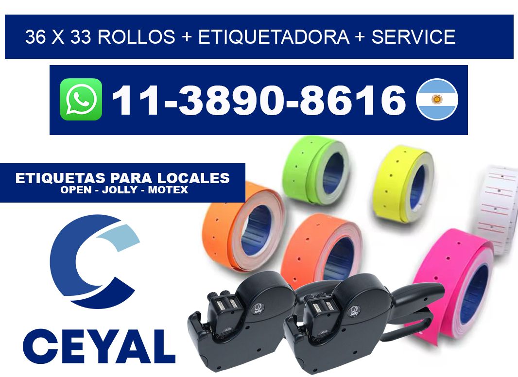 36 x 33 rollos + etiquetadora + service