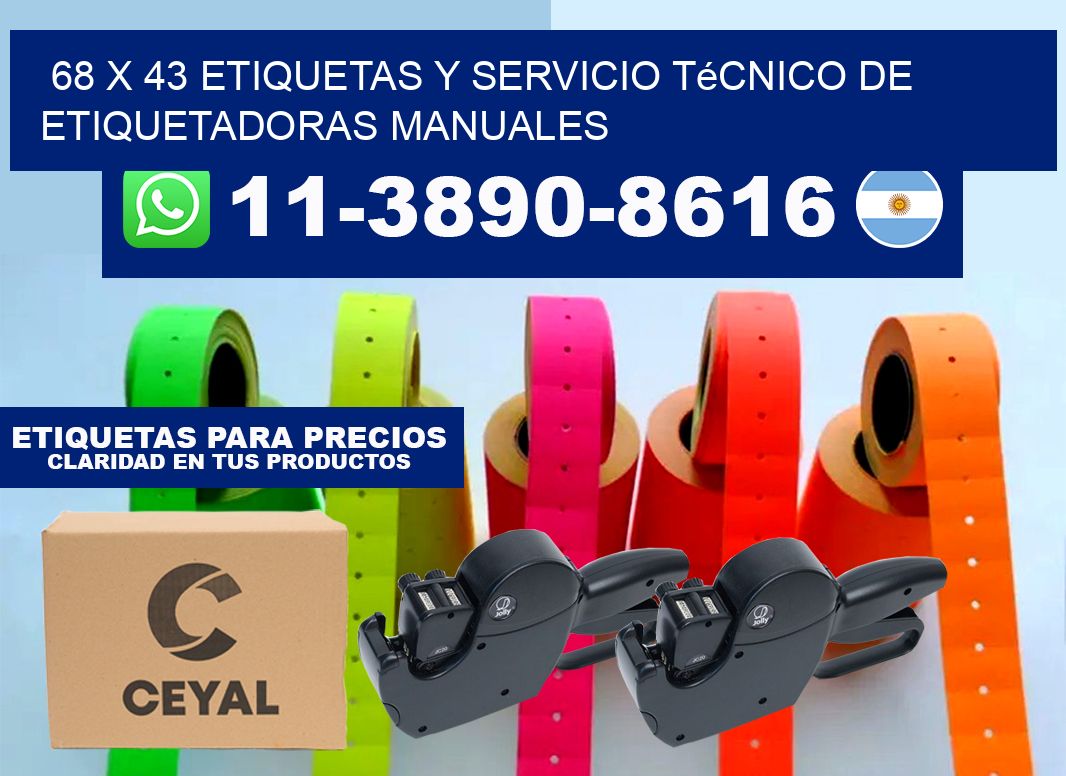 68 x 43 etiquetas y servicio técnico de etiquetadoras manuales