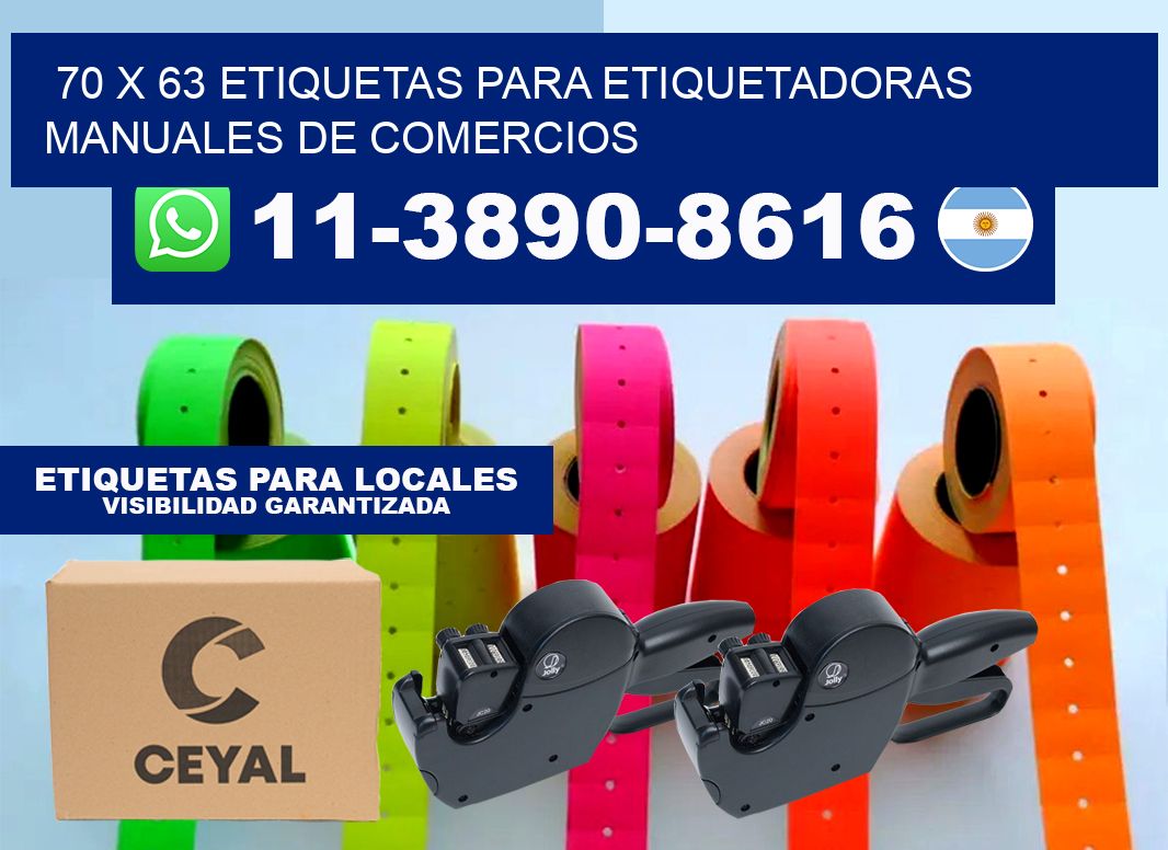 70 x 63 etiquetas para etiquetadoras manuales de comercios
