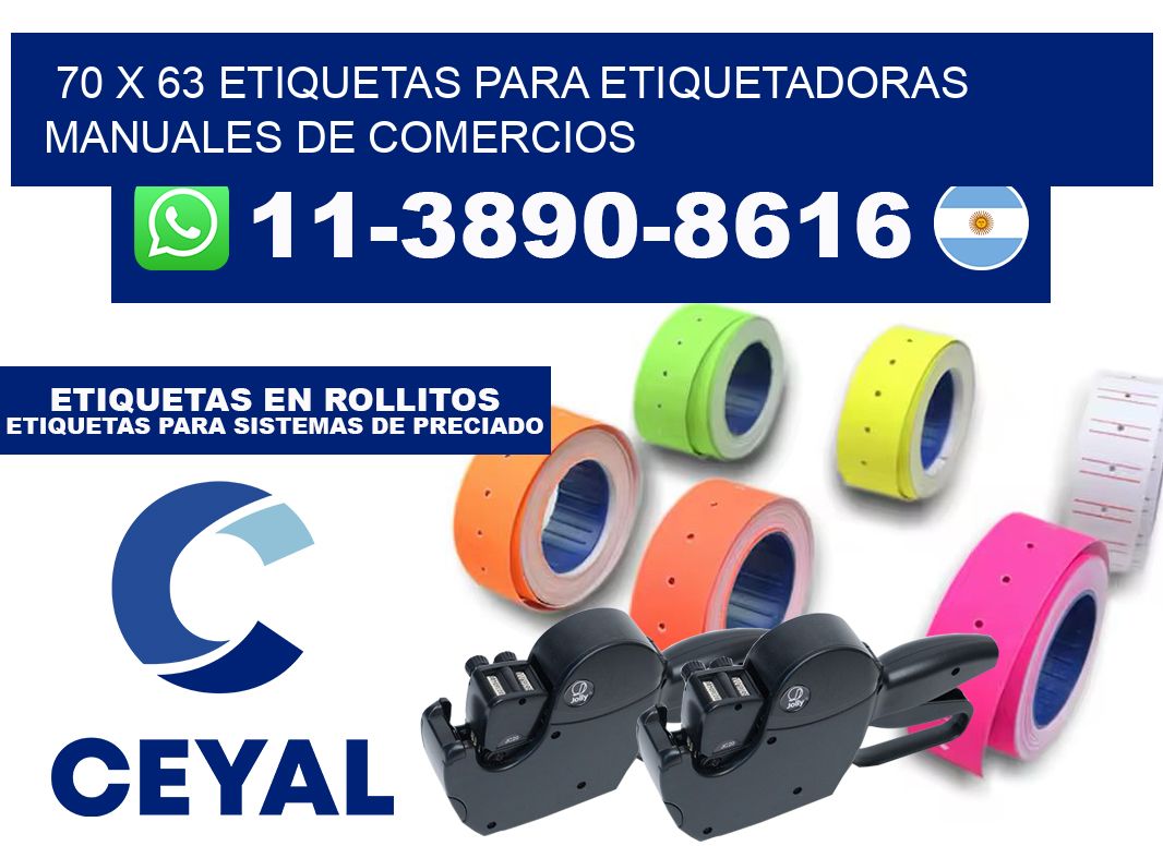 70 x 63 etiquetas para etiquetadoras manuales de comercios