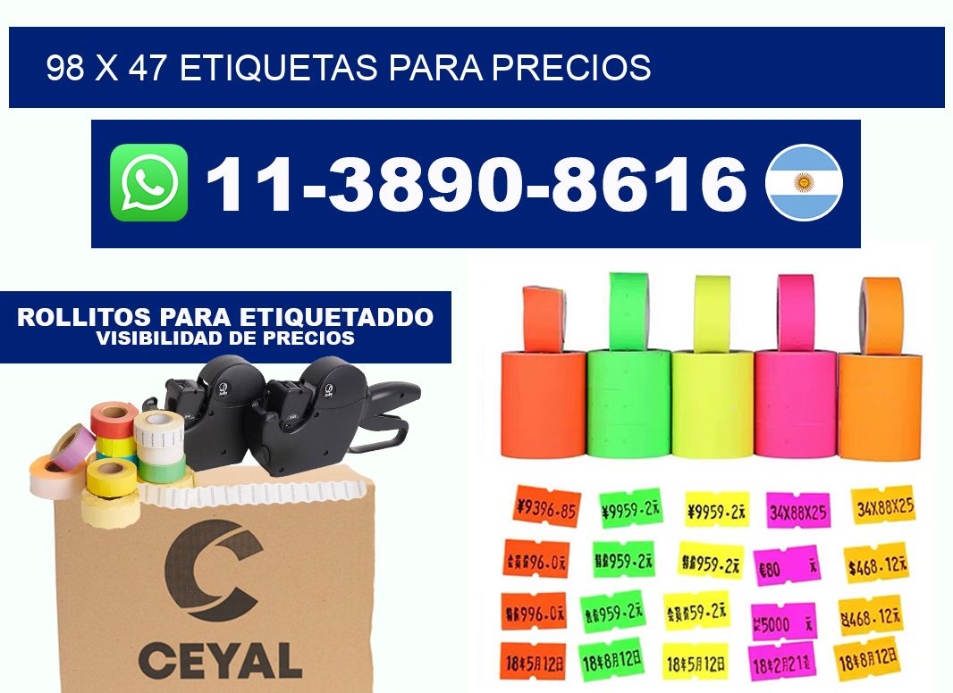 98 x 47 etiquetas para precios