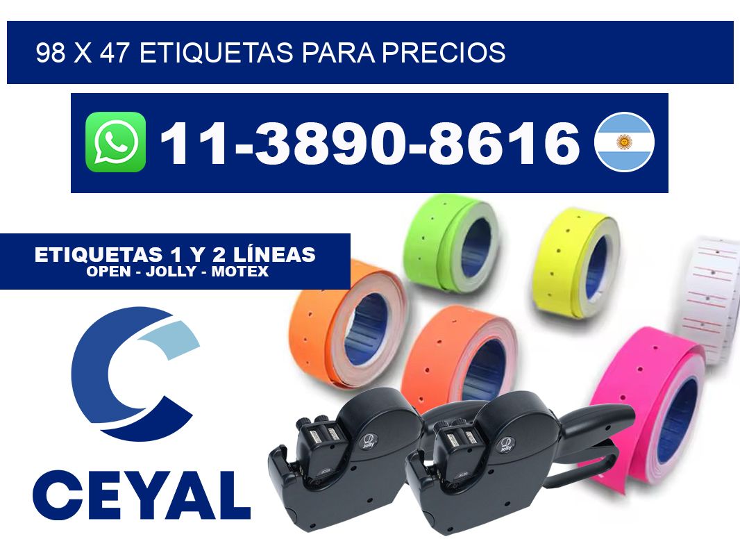 98 x 47 etiquetas para precios
