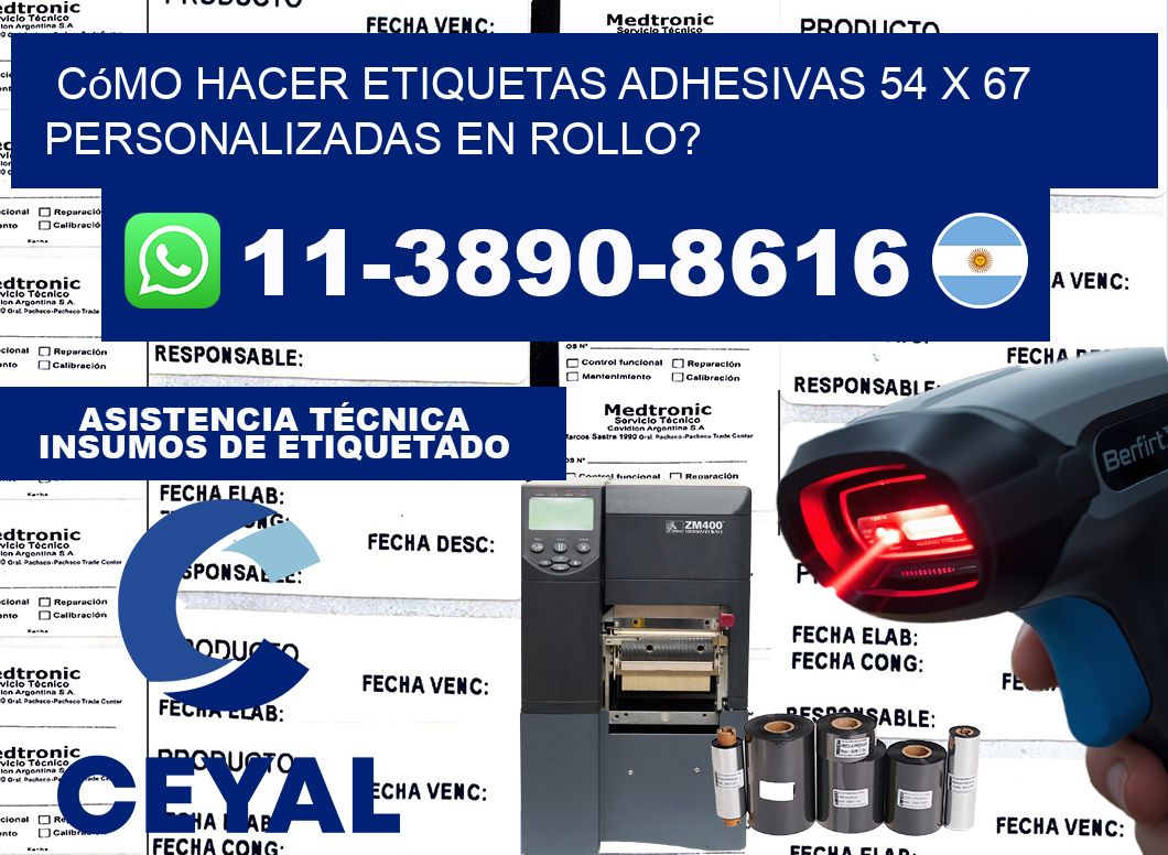 Cómo hacer etiquetas adhesivas 54 x 67 personalizadas en rollo?