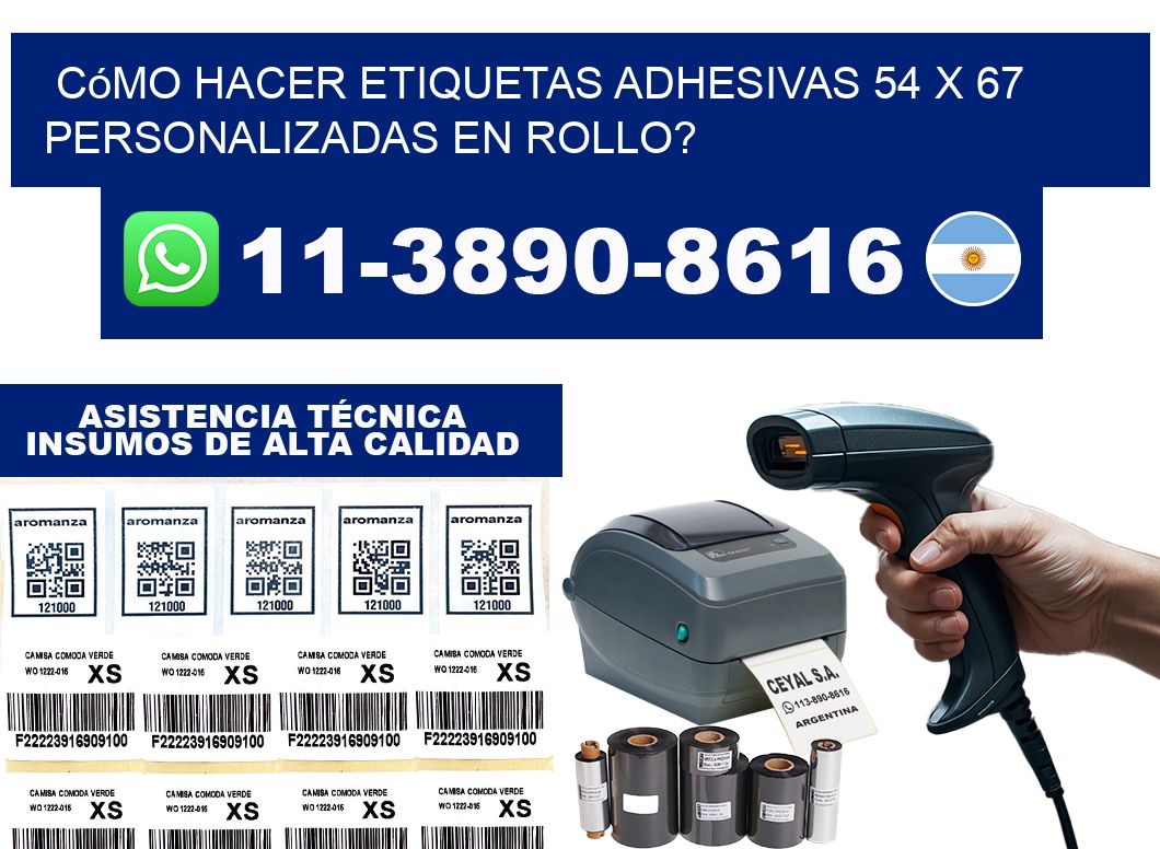 Cómo hacer etiquetas adhesivas 54 x 67 personalizadas en rollo?