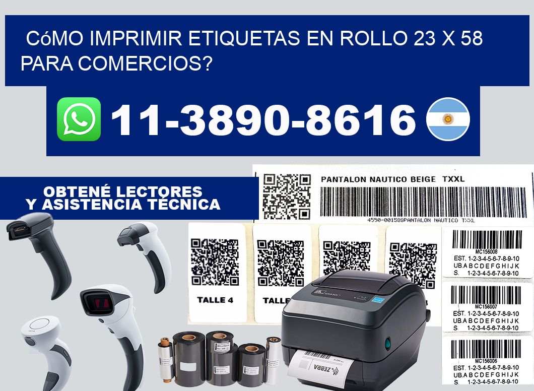 Cómo imprimir etiquetas en rollo 23 x 58 para comercios?