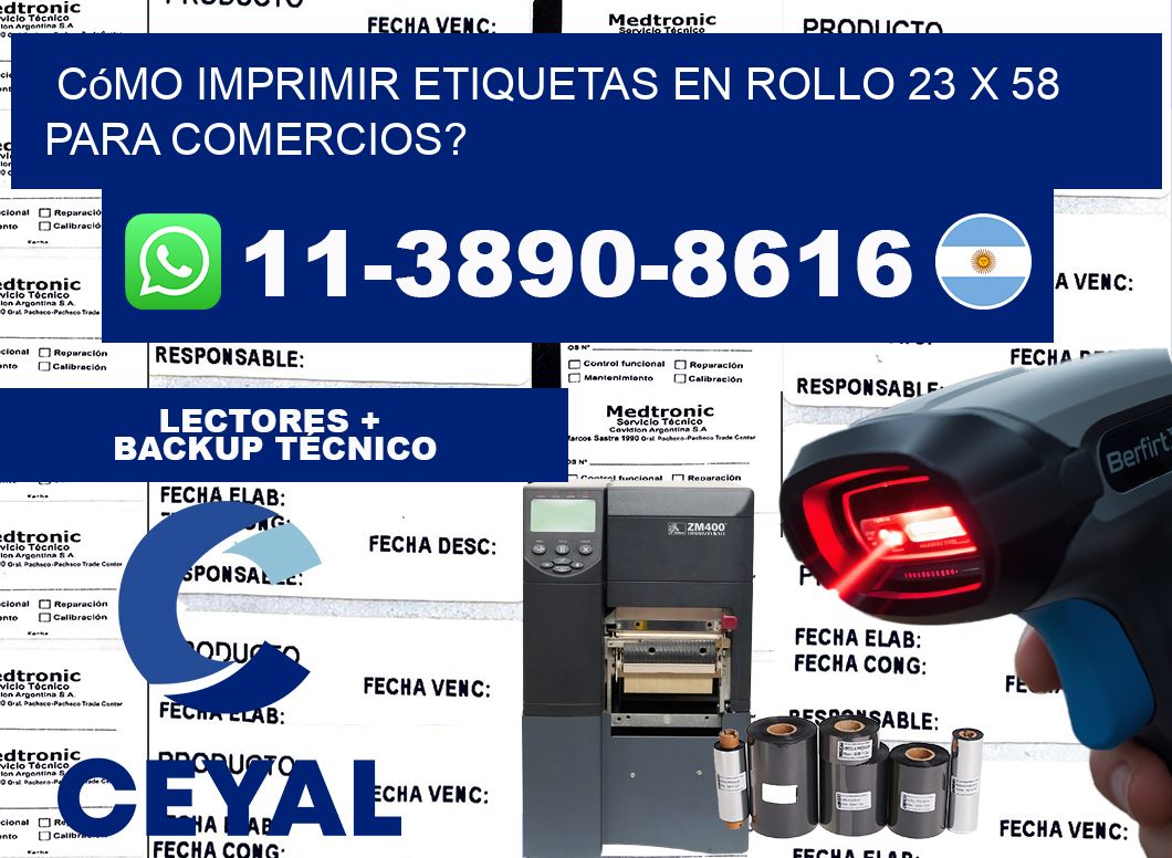 Cómo imprimir etiquetas en rollo 23 x 58 para comercios?