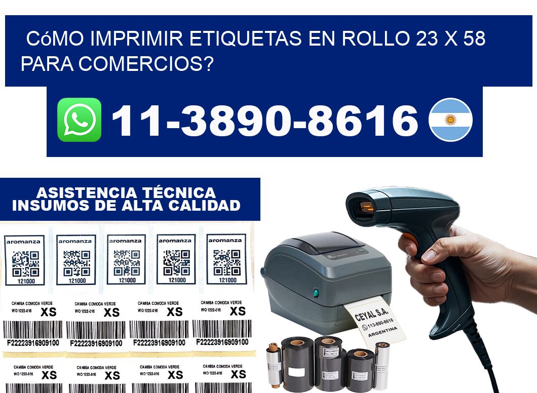 Cómo imprimir etiquetas en rollo 23 x 58 para comercios?