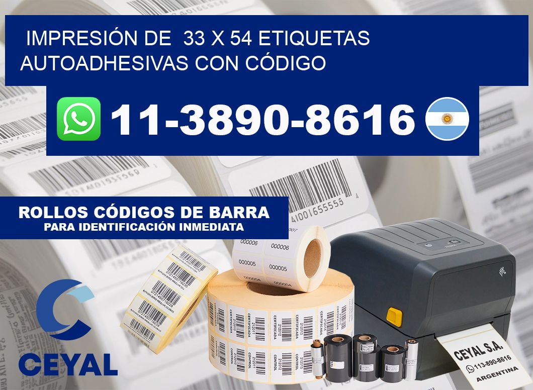 IMPRESIÓN DE  33 x 54 ETIQUETAS AUTOADHESIVAS CON CÓDIGO