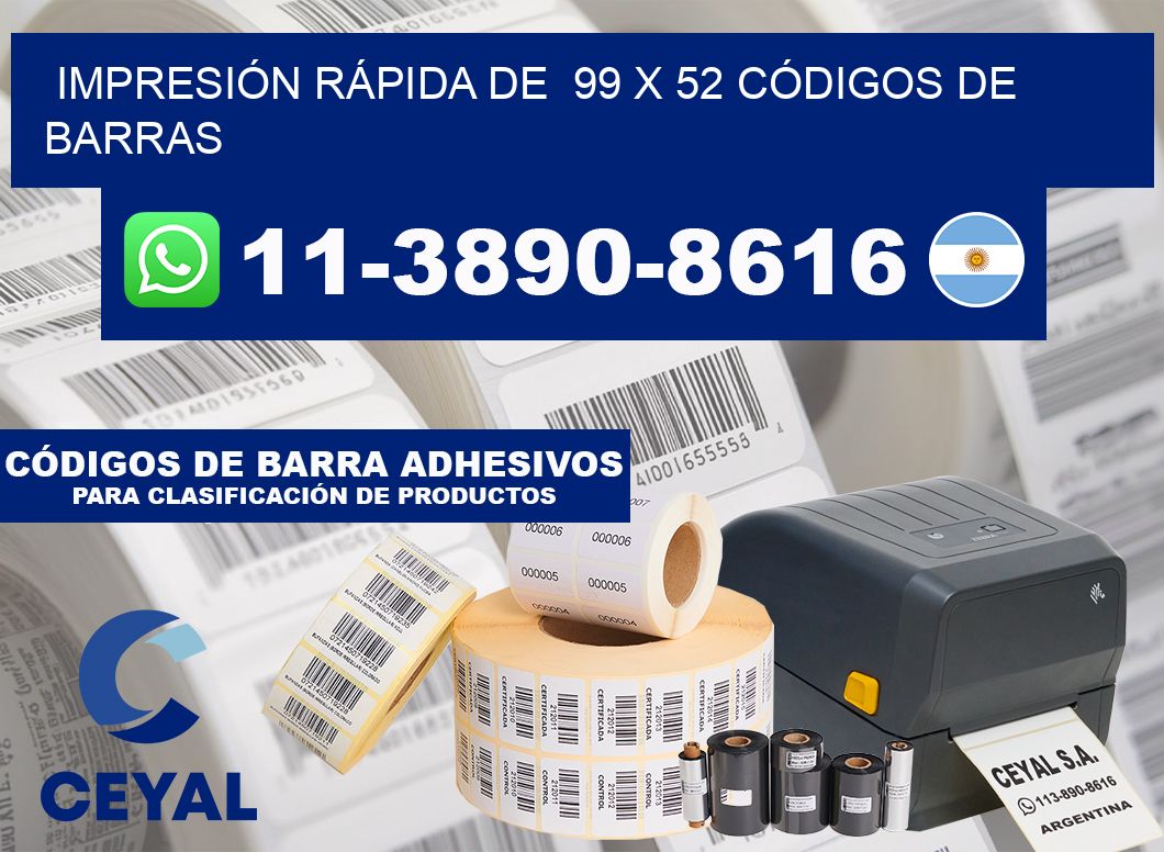 IMPRESIÓN RÁPIDA DE  99 x 52 CÓDIGOS DE BARRAS