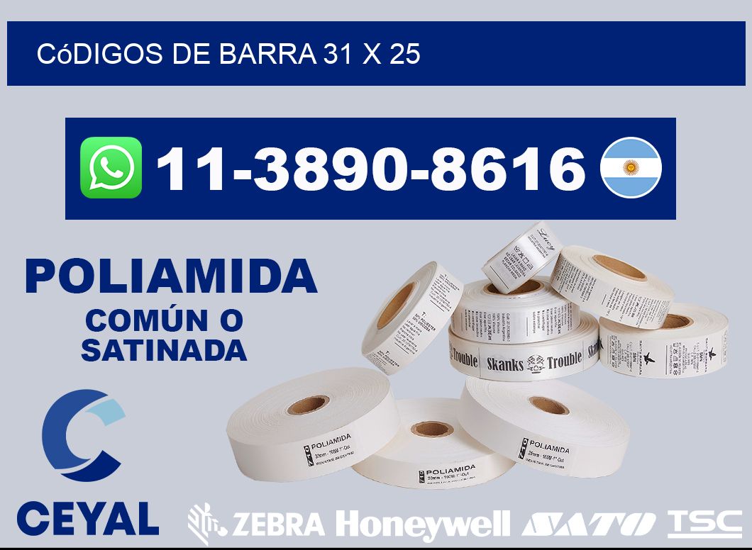 códigos de barra 31 x 25
