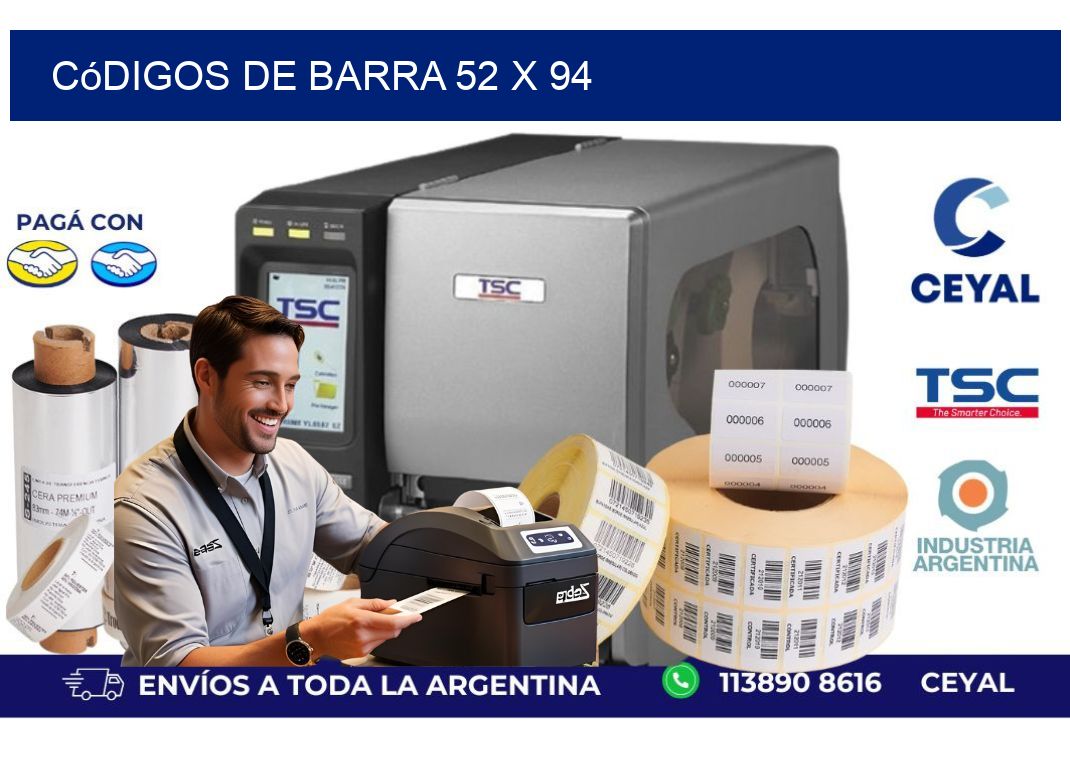 códigos de barra 52 x 94