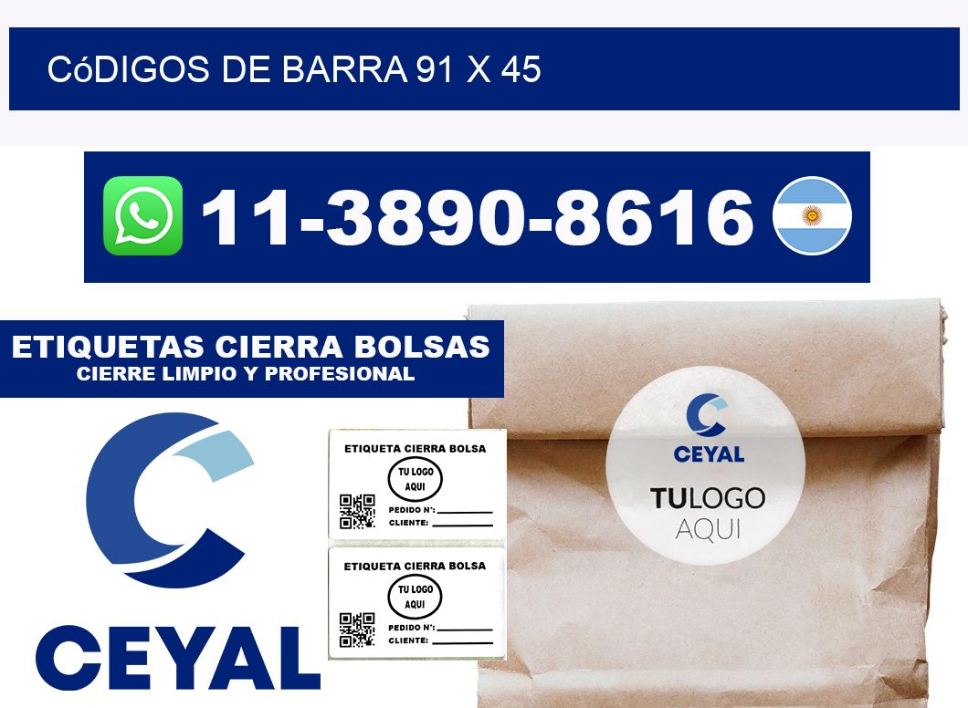 códigos de barra 91 x 45