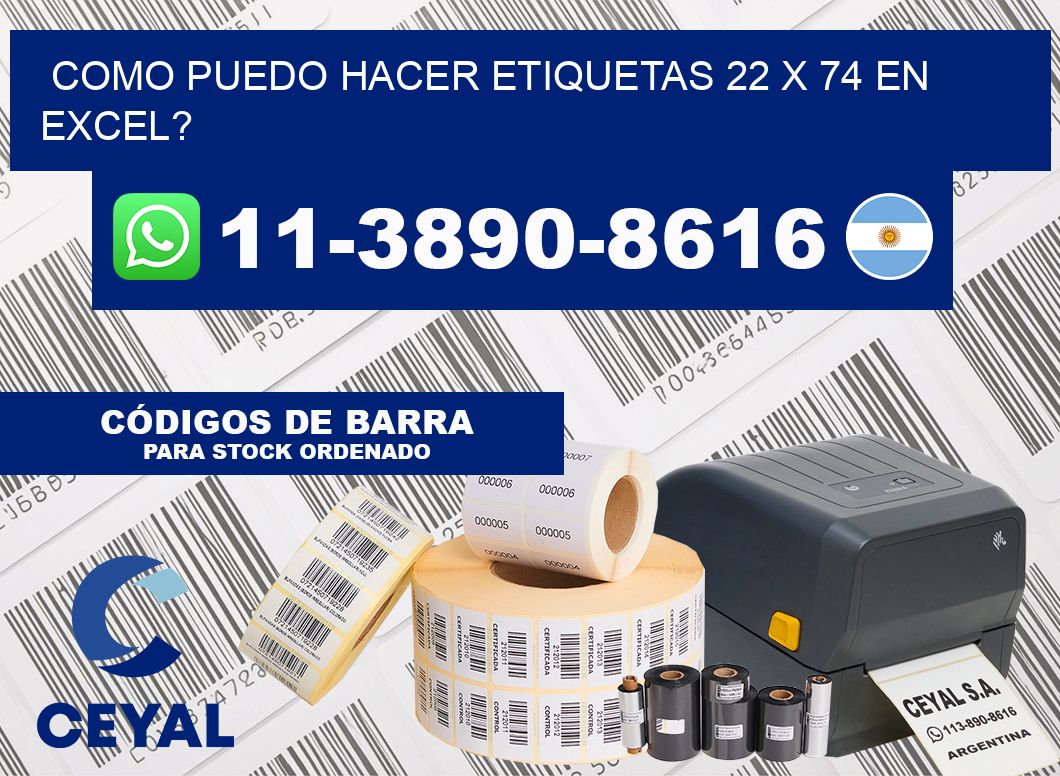 como puedo hacer etiquetas 22 x 74 en excel?