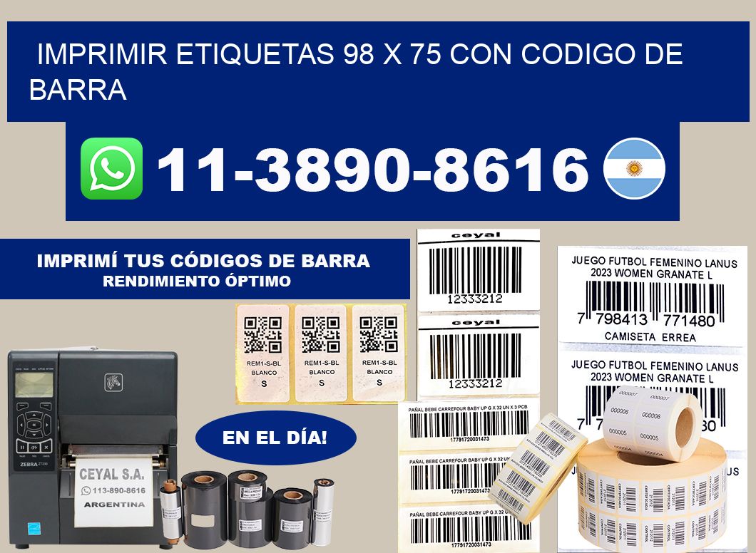 imprimir etiquetas 98 x 75 con codigo de barra