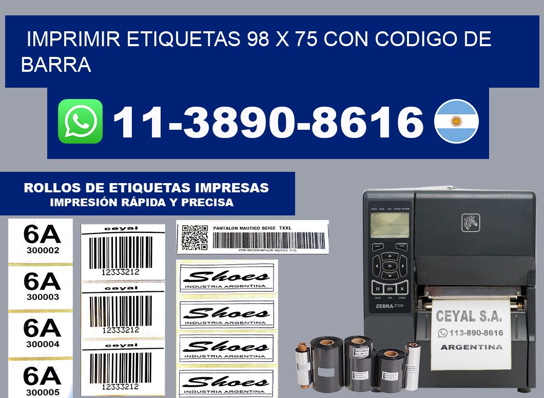 imprimir etiquetas 98 x 75 con codigo de barra