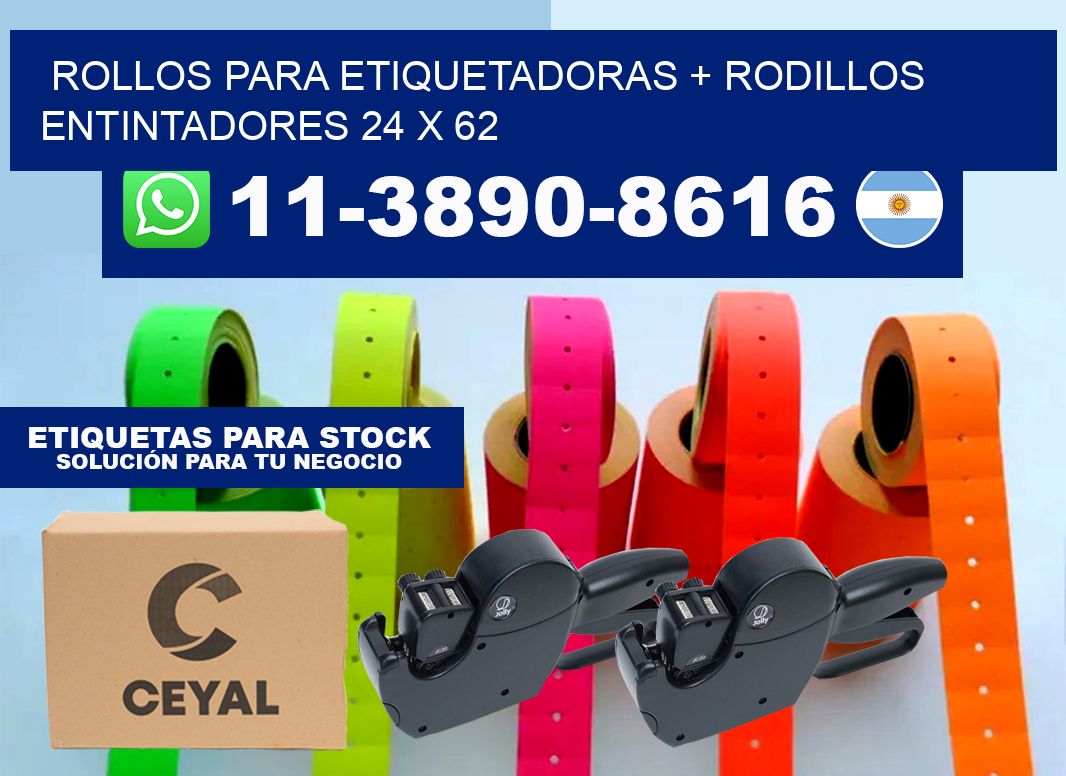 rollos para etiquetadoras + rodillos entintadores 24 x 62