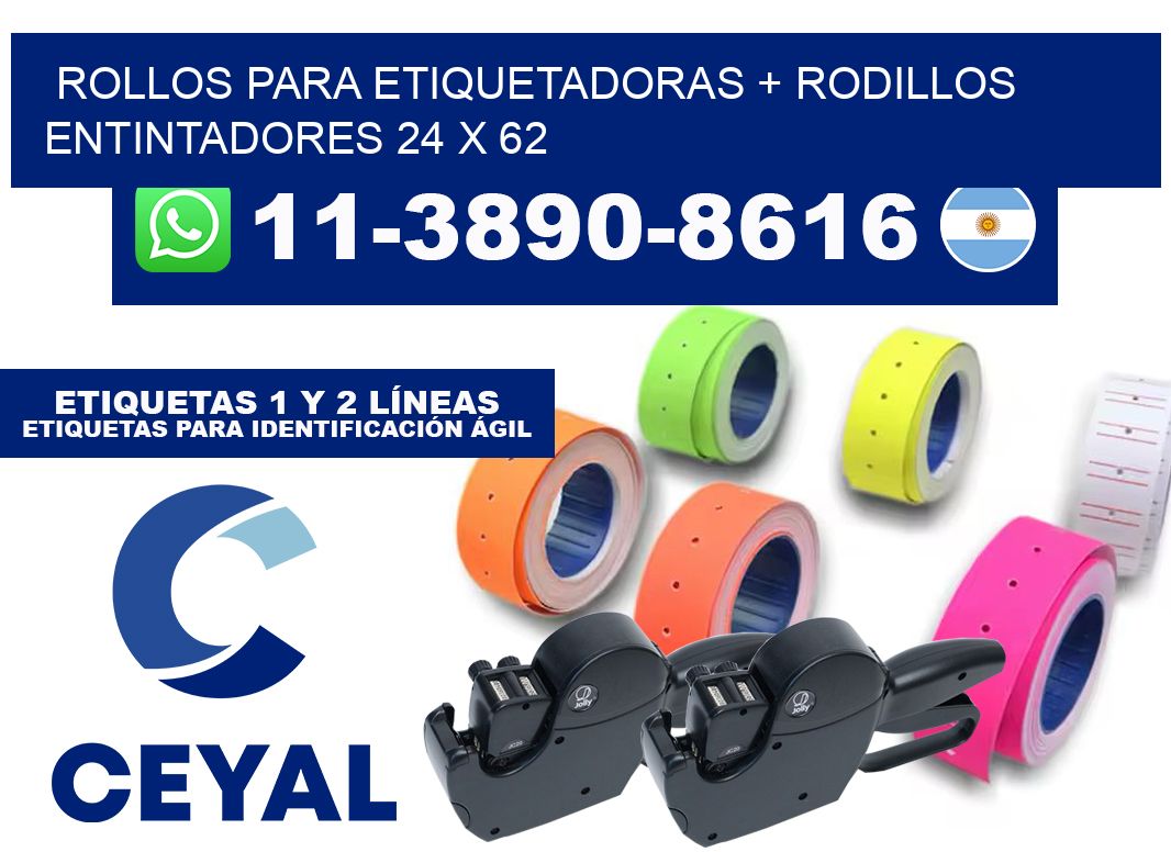 rollos para etiquetadoras + rodillos entintadores 24 x 62