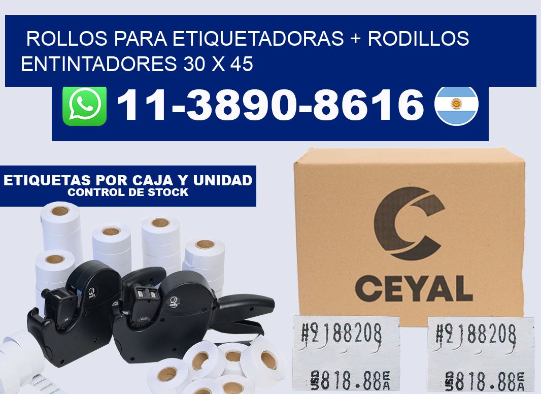 rollos para etiquetadoras + rodillos entintadores 30 x 45