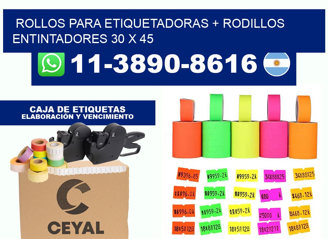 rollos para etiquetadoras + rodillos entintadores 30 x 45