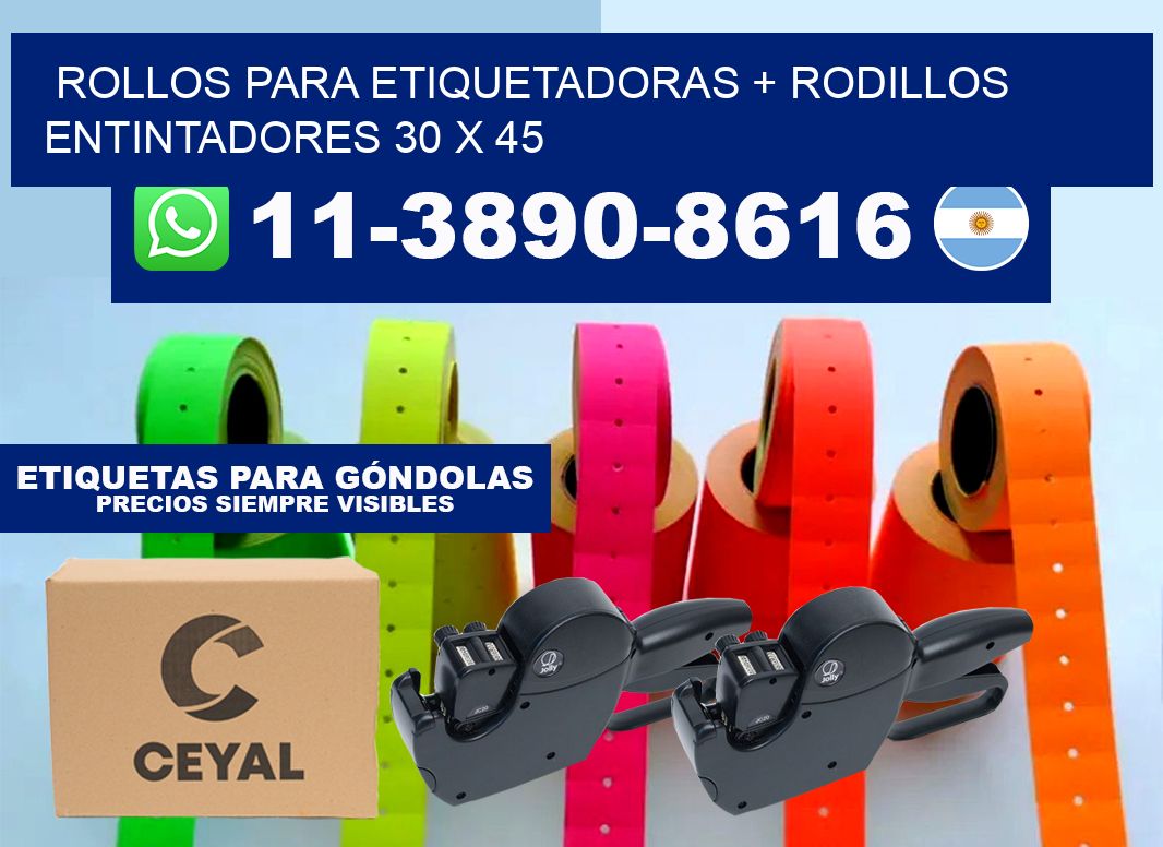 rollos para etiquetadoras + rodillos entintadores 30 x 45