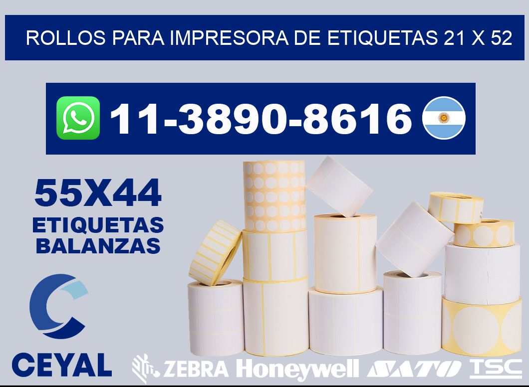 rollos para impresora de etiquetas 21 x 52