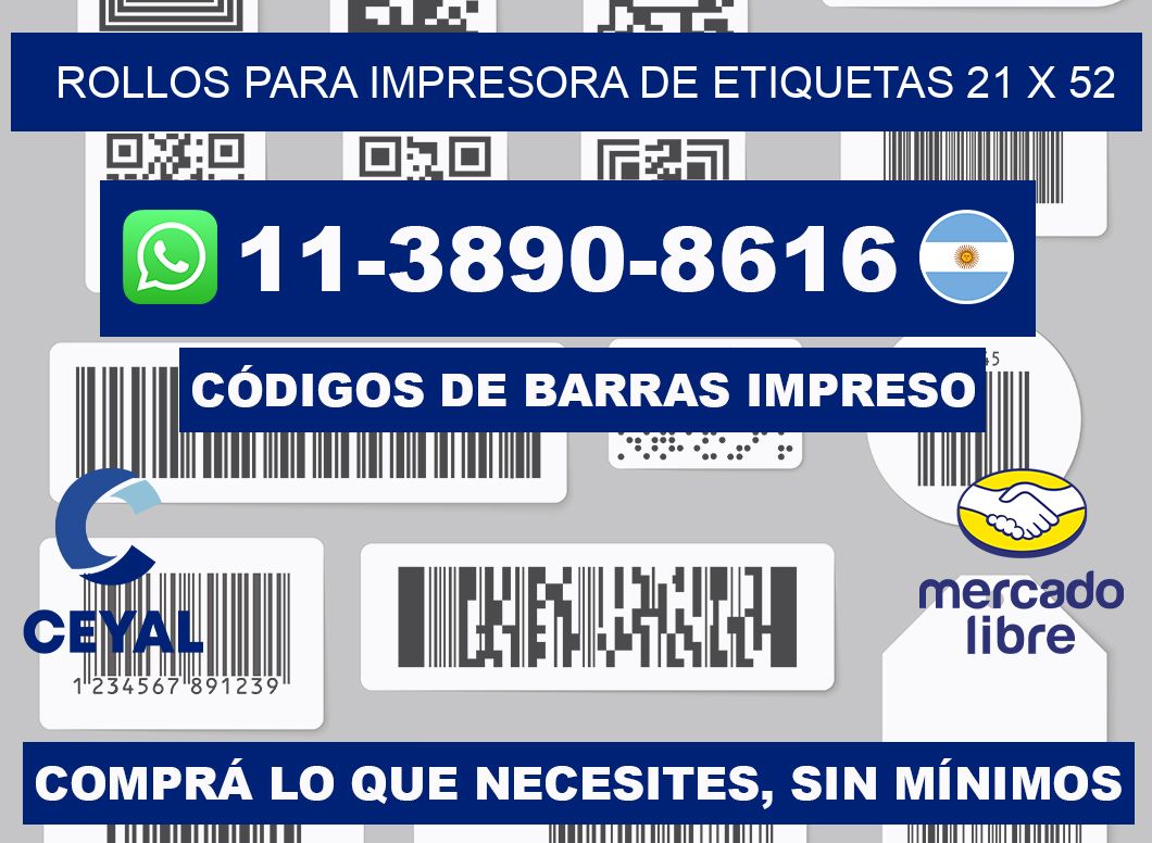 rollos para impresora de etiquetas 21 x 52