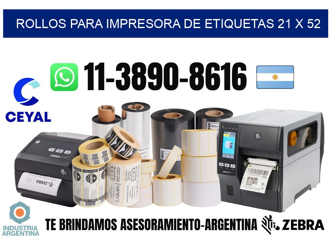 rollos para impresora de etiquetas 21 x 52