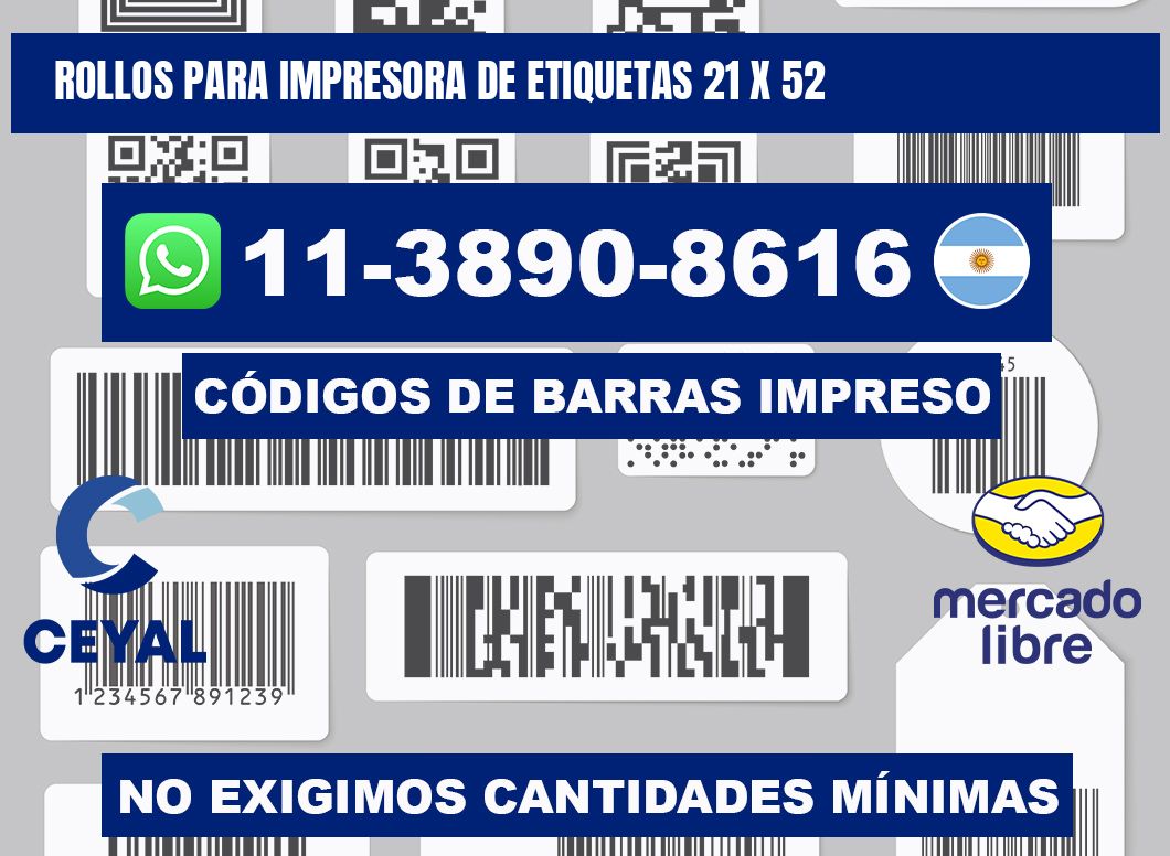 rollos para impresora de etiquetas 21 x 52