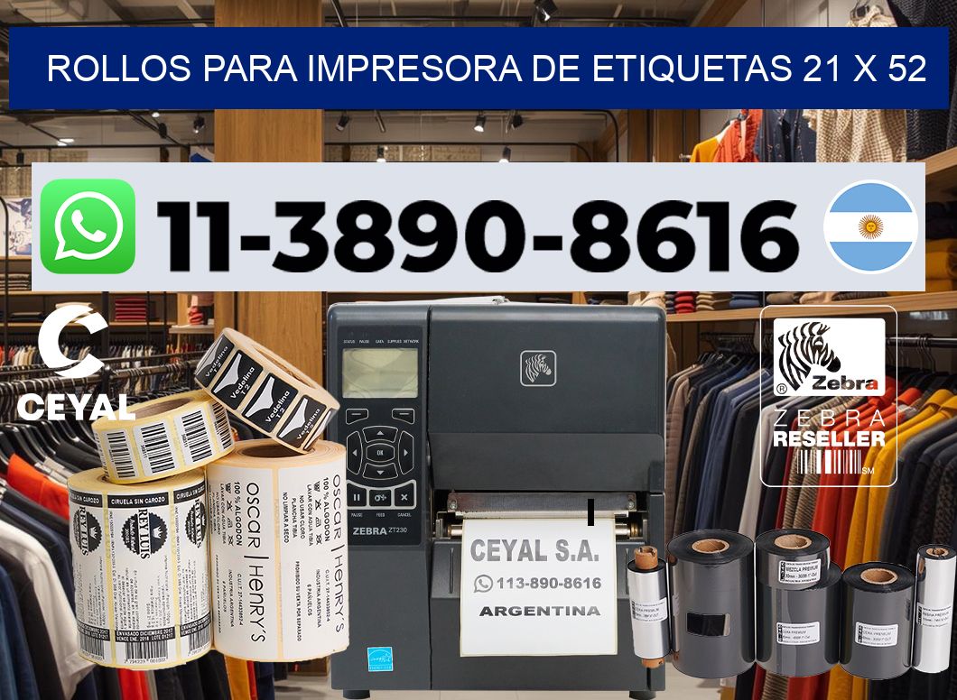 rollos para impresora de etiquetas 21 x 52