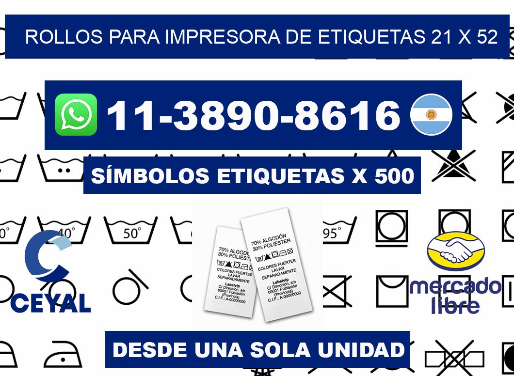 rollos para impresora de etiquetas 21 x 52