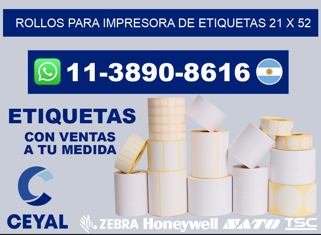 rollos para impresora de etiquetas 21 x 52