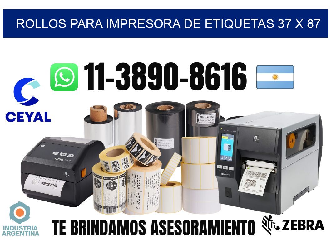 rollos para impresora de etiquetas 37 x 87