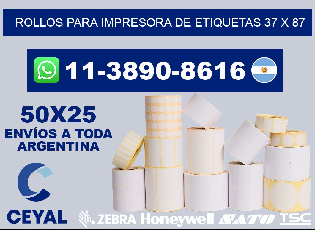 rollos para impresora de etiquetas 37 x 87