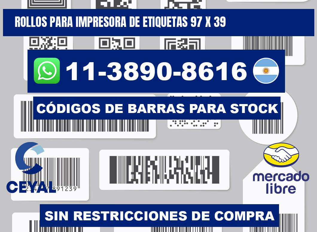 rollos para impresora de etiquetas 97 x 39