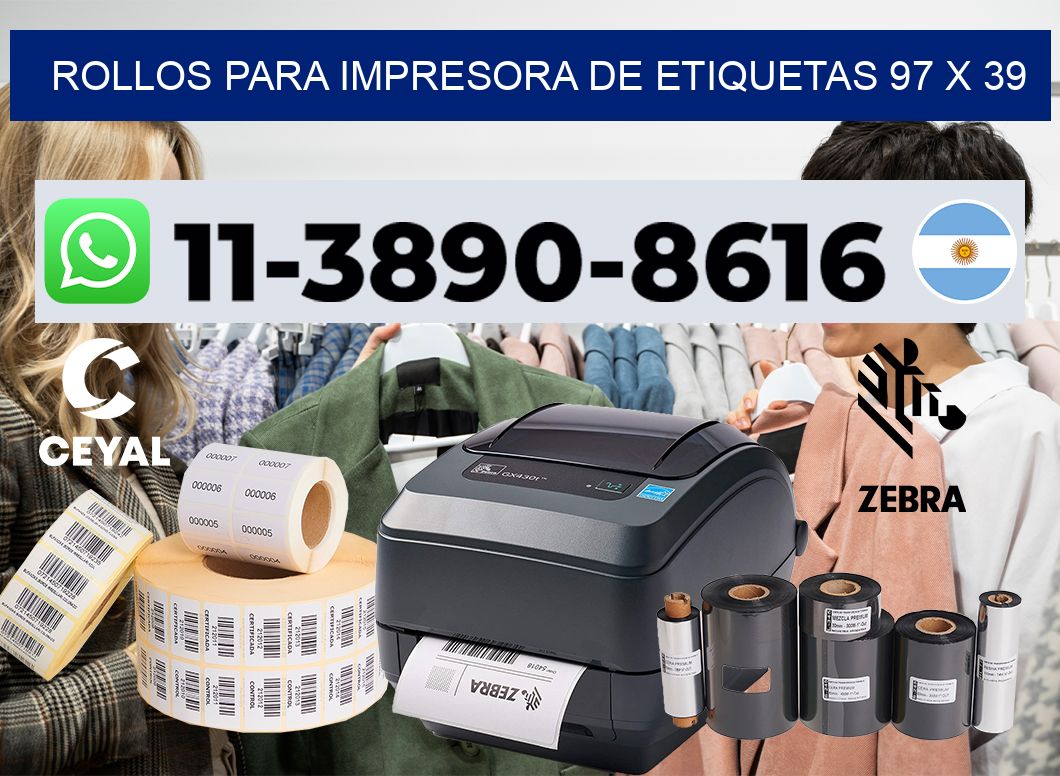 rollos para impresora de etiquetas 97 x 39