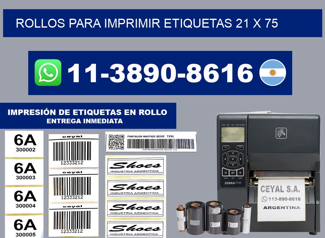 rollos para imprimir etiquetas 21 x 75